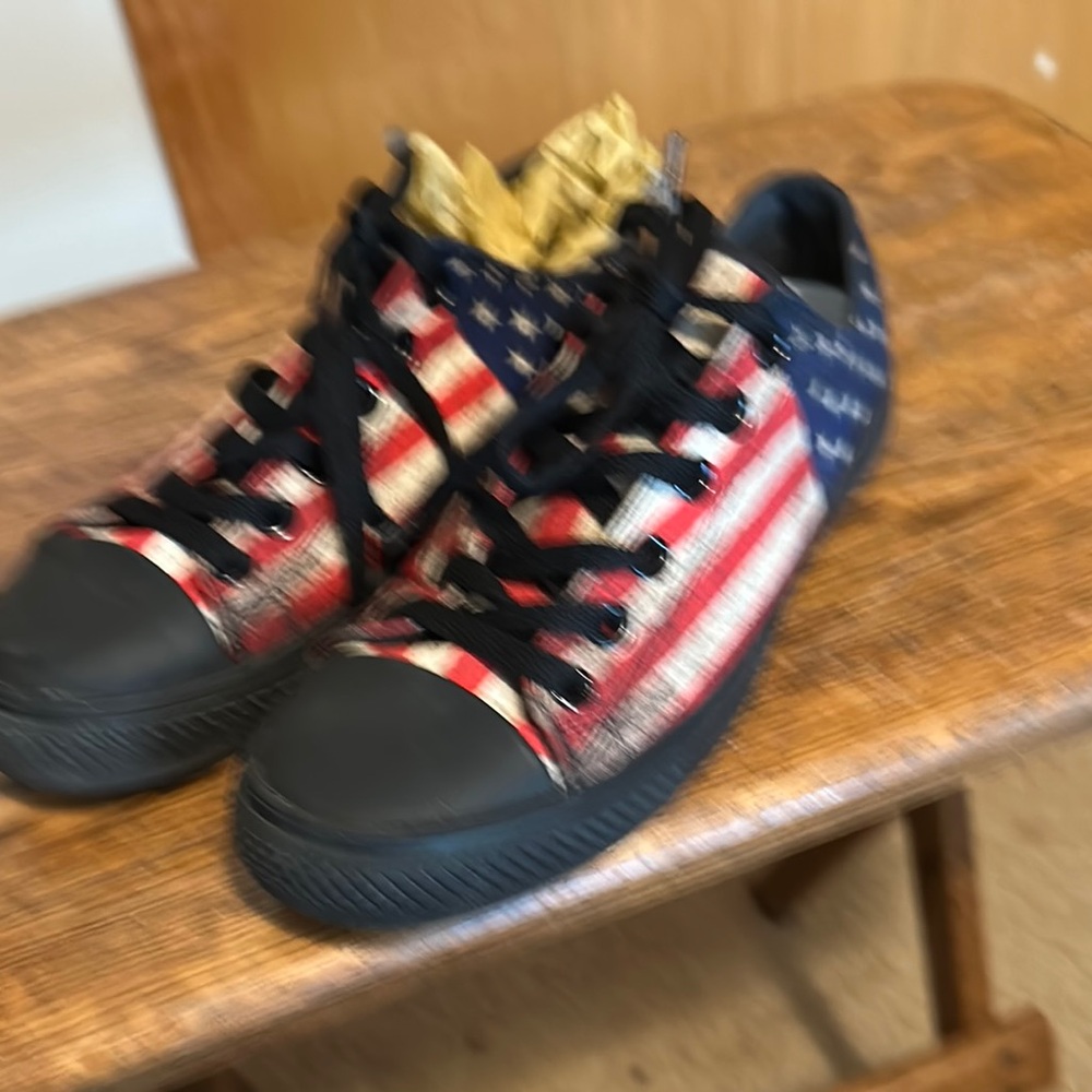 Red and White Athletic Sneakers with Rubber Sole